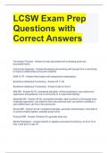 LCSW Exam Prep Questions with Correct Answers