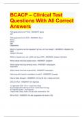 BCACP – Clinical Test  Questions With All Correct  Answer