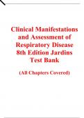 Clinical Manifestations and Assessment of Respiratory Disease 8th Edition Jardins Test Bank (All Chapters Covered)