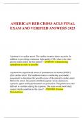 AMERICAN RED CROSS ACLS FINAL  EXAM AND VERIFIED ANSWERS 2023