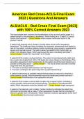 American Red Cross-ACLS-Final Exam 2023 | Questions And Answers | ALS/ACLS - Red Cross Final Exam [2023] with 100% Correct Answers 2023