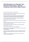 SAFE Mortgage Loan Originator Test Questions and Answers - National Component with Uniform State Content.