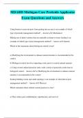 MDARD Michigan Core Pesticide Applicator Exam Questions and Answers