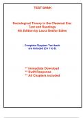 Test Bank for Sociological Theory in the Classical Era: Text and Readings, 4th Edition Edles (All Chapters included)