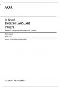 AQA A-level ENGLISH LANGUAGE Paper 2 JUNE 2023 QUESTION PAPER and MARK SCHEME