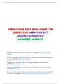 CMCA EXAM 2023 REAL EXAM 170 QUESTIONS AND CORRECT ANSWERS(VERIFIED ANSWERS)|AGRADE Why are special membership meetings held? - ANSWER- To conduct specific business Executive sessions should typically be used for discussing which of the following issues: 