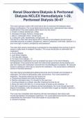 Renal Disorders/Dialysis & Peritoneal Dialysis NCLEX Hemodialysis 1-29,Peritoneal Dialysis 30-47 Rated A+