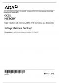 AQA GCSE HISTORY Paper 1 Section A/B: Germany, 1890–1945: Democracy and dictatorship  Interpretations Booklet 2023