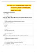 ATI TEAS 7 MATH EXAM QUESTIONS AND SOLUTION (100 QUESTIONS)REAL  EXAM 2023-2024