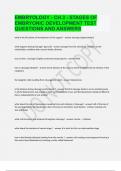 EMBRYOLOGY - CH.3 - STAGES OF EMBRYONIC DEVELOPMENT TEST QUESTIONS AND ANSWERS 2024