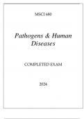 MSCI 680 PATHOGENS & HUMAN DISEASES COMPLETED EXAM 2024.