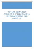 Test Bank - Essentials of Radiographic Physics and Imaging, 3rd Edition (Johnston, 2020), Chapter 1-17