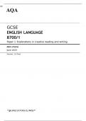 AQA GCSE ENGLISH LANGUAGE Paper 1 JUNE 2023 MARK SCHEME: Explorations in creative reading and writing