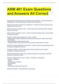 ARM 401 Exam Questions and Answers All Correct 