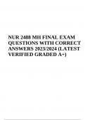 NUR 2488 MH FINAL EXAM QUESTIONS WITH CORRECT ANSWERS LATEST 2024 (100% VERIFIED)
