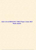 AQA A-level BIOLOGY 7402/2 Paper 2 June 2023  Mark Scheme