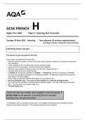 AQA GCSE FRENCH H Higher Tier AQA Paper 1 Listening Test Transcript