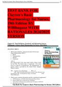 TEST BANK FOR Clayton’s Basic Pharmacology for Nurses, 19th Edition BY  Willihnganz WITH  RATIONALES 2024/2025  VERSION