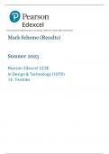 Pearson Edexcel GCSE In Design & Technology (1DT0) 1E: Textiles Mark Scheme 2023