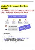 A plus Test Bank and Solutions Manual   For PDFTest bank and Solutions Manual and Cases      and textbook, eBooks Instructor Manual .