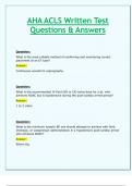 AHA ACLS Written Test Questions and Answers; All Correct & Graded A _ Latest Update