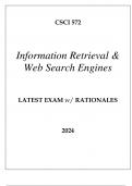 CSCI 572 INFORMATION RETRIEVAL & WEB SEARCH ENGINES LATEST EXAM WITH RATIONALES