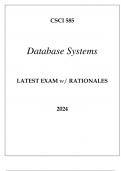 CSCI 585 DATABASE SYSTEMS LATEST EXAM WITH RATIONALES 2024.