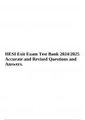 HESI Exit Exam Test Bank 2024/2025 Accurate and Revised Questions and Answers.