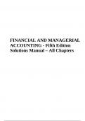 Solutions Manual For FINANCIAL AND MANAGERIAL ACCOUNTING Fifth Edition Complete All Chapters 2024