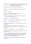 Important terms and exam questions to study for Medical Biochemistry, Vrije Universiteit Amsterdam (AB_1198)