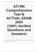 ATI RN Comprehensive Test B  ACTUAL EXAM 2024  (100% Verified Questions and Answers)