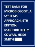 TEST BANK FOR MICROBIOLOGY, A SYSTEMS APPROACH, 7TH EDITION, MARJORIE KELLY COWAN, HEIDI SMITH (COMPLETE SOLUTIONS) RATED A+