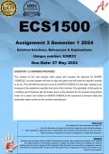 ECS1500 Assignment 3 (COMPLETE ANSWERS) Semester 1 2024 (638823) - DUE 27 May 2024 