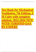 Test Bank for Mechanical Ventilation, 7th Edition, J M Cairo with complete solution