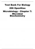 Test Bank for Exam (elaborations) BIOLOGY 206 BIOLOGY 206 OpenStax Microbiology - Chapter 7: Microbial Biochemistry | Complete Guide A+