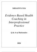 NRSADVN 3116 EVIDENCE BASED HEALTH COACHING IN INTERPROFESSIONAL PRACTICE