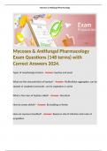Mycoses & Antifungal Pharmacology Exam Questions (148 terms) with Correct Answers 2024. 