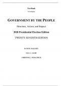 Test Bank For Government by the People 27th Edition By David Magleby, Paul Light, Christine Nemacheck (All Chapters, 100% Original Verified, A+ Grade)