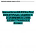 Neuroscience 6th Edition Test Bank by Purves, Chapters 1-34 | Complete A+ Guide Solution: Questions & Answers