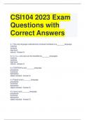 CSI104 2023 Exam Questions with Correct Answers