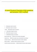   A Level Physical Chemistry AQA questions and answers 100% verified.