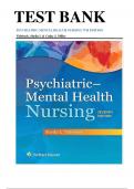 Test Bank For Psychiatric Mental Health Nursing 7th Edition By Videbeck, Sheila L. & Cathy J. Miller 9781496357038 Complete Guide.