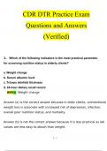 CDR DTR Practice Exam  Questions and Answers 2024 / 2025 | 100% Verified Answers