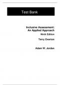 Test Bank For Inclusive Assessment An Applied Approach 9th Edition By Terry Overton (All Chapters, 100% Original Verified, A+ Grade) 