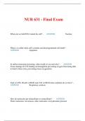 NUR 631 - Final Exam 2023/2024 QUESTIONS AND ANSWERS 