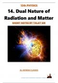 NOTES 12th PHYSICS 14. Dual Nature of Radiation and Matter.