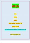 AQA GCSE FRENCH 8658/RF Paper 3 Reading Foundation Tier Version: 1.0AQA QUESTION PAPER & MARKING SCHEME/ [MERGED] Marl( scheme June 2023 Final *Jun238658RF01* IB/H/Jun23/E7 8658/RF