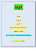 AQA GCSE FRENCH 8658/LF Paper 1 Listening Foundation Tier Version: 1.0 Final *Jun238658LF01* IB/H/Jun23/E7 8658/LF QUESTION PAPER & MARKING SCHEME/ [MERGED] Marl( scheme June 2023