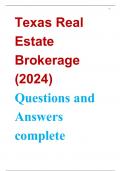 Texas Real Estate Brokerage (2024) Questions and Answers complete.