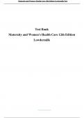 ATI TEST BANK, Maternity And Women’s Health 12th Lowdermilk Correct Study Guide